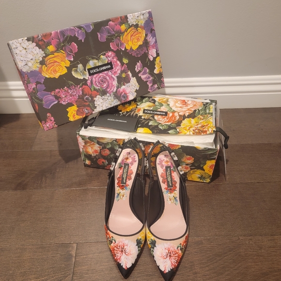 DOLCE&GABBANA FLORAL SLINGBACK HEELS (FLORAL PRINT) - Picture 9 of 10